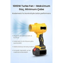 21v Kablosuz Hava Üfleyici 32.000rpm Turbo Fan, 12.000mah Batarya, Bahçe &amp Araç Kurutma / Sarı