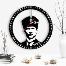 Dekoratif Atatürk Tasarımlı Ahşap Duvar Saati - 5