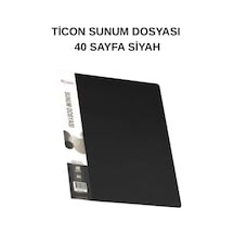 40 Lı Sunum Dosyası Şeffaf Poşet Dosya Okul, Ofis Ve Arşiv Kullanımı Siyah Siyah