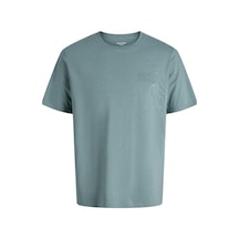 Jack & Jones Erkek Corp Logo Baskılı Bisiklet Yaka Kısa Kollu Tişört Turkuaz