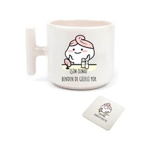 İşim Olmaz Benden De Güzeli Yok Baskılı T Kulp Kupa Bardak Altı Hediyeli Çok Renkli