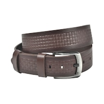 Deepsea Erkek Kahve Hakiki Manda Derisi Kot Kemeri 4,5 Cm Kare Desenli Spor Kot Kemeri 2402632 Kahve