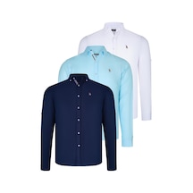 Üçlü Set G674 Dewberry Erkek Gömlek-siyah-beyaz-camgöbeği Siyah-beyaz-camgöbeği