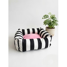 Lüks Kare Zebra Desen Kedi Köpek Yatağı - Pembe