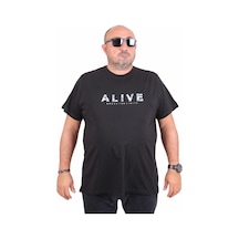 Moc Grande Mocgrande Erkek Büyük Beden Sıfır Yaka Tişört Alive 25187 Sıyah SIYAH