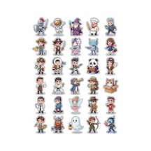 30 Adet Sevimli Chibi Karakter Sticker Seti - Defter Ajanda Laptop Kılıf Çok Renkli