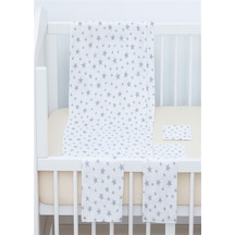 More Home Müslin Bezi Set 5 Parça % 100 Pamuklu Yıldızlı Gri - Beyaz