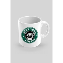 Baby Yoda Coffee Baskılı Kupa Bardak Beyaz