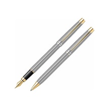 Scrikss Isminize Özel 722W Gold Krom Balıksırtı Dolma+Tükenmez Ka