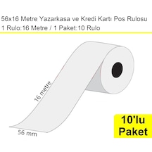 56x16 Metre Termal Kredi Kartı Ve Yazarkasa Pos Rulosu 10'lu Paket