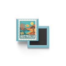 Buzdolap Magneti Avustralya Canberra Renkli Posta Pulu Temalı - 9x9 Cm