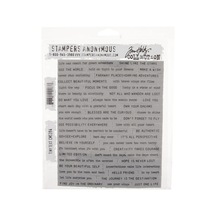 Tim Holtz - Stampers Anon Cms394 Tıny Tim Holtz Stamp Clıng Rbbr Damga Seti, Küçük Metinli, Tek Boy