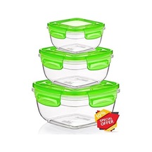 3'lü Kilitli Kare Fresh Box Set 500,900,1500 Ml Çok Renkli