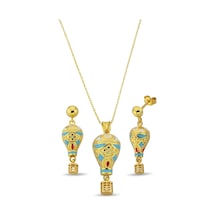18k Altın Kaplamalı 925 Ayar Gümüş Uçan Balon Set - 67022902 Altın