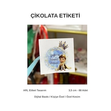 Sünnet Hatırası Prens Model Çikolata Etiketi 35mm 88 Adet - Arl Etiket Tasarım Beyaz