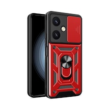 Vivo Y27 Uyumlu Kılıf Pars Lens Yüzüklü Silikon - Kırmızı