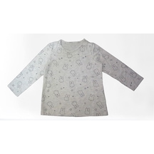 H&m Bebek Tavşan Desenli Pamuklu Uzun Kollu Tişört 3-6 Ay