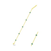 Gümüş Halhal Cam Göz Nazar Sarı Gümüş 925 Ayar THL-34 Sarı