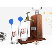Kişiye Özel Renkli Baskılı İsimli Fotoğraflı İkili Vodka Bardağı Ve Ahşap Vodka Standı Hediye Seti-27
