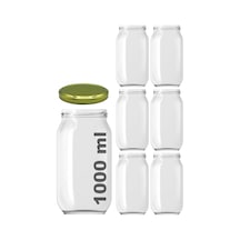 Afracam 1000 Ml Konserve Kavanoz Metal Kapaklı Şeffaf Cam 1000 Cc Paşabahçe 6 Adet Gold Kapak Genel