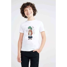 Tshirthane Anime Oppi Baskılı Unisex Çocuk Beyaz T-Shirt