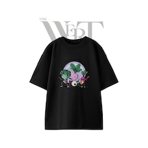 Thewert Sebze Bandi Tasarım Baskılı Ünisex Siyah Oversize T-shirt