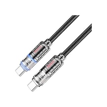 Hoco U122 60w 3a Tip-c Tipi Fener Şeffaf Discovery Edition, Şarj Ve Veri İletim Kablosu, 1.2 Metre Uzunluk, Siyah