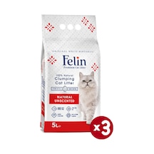 Felin Naturel Kokusuz Topaklaşan Bentonit Kedi Kumu 3 x 5 L