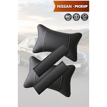 Nissan Pickup Uyumlu Siyah Set Deri Yastık Deri Kemer Koruyucu Lüks