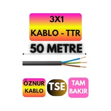 Öznur 3x1 Ttr Kablo Siyah Metre Seçenekli - 50 Metre