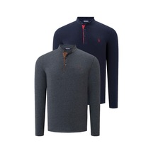 İkili Set V4009 Dewberry Erkek Sweatshırt-lacivert - Antrasit Lacivert - Antrasit