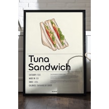 Tuna Sandwich Ahşap Çerçeveli Poster, Dekoratif Mutfak Duvar Tablosu
