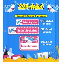 Sevimli Köpek Balığı Temalı Okul Kreş Kişiye Özel İsim Etiket Seti - Model 108 Çok Renkli