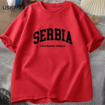 Flood Of Style Republika Srbija T Shirt Erkekler Yaz Pamuk Kısa Kollu Sırbistan T-shirt Harajuku Unisex T Sh Kırmızı