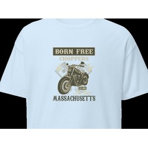 Wildstyle Born Free Choppers Motosiklet Vintage Chopper Baskılı Unisex Bisiklet Yaka Pamuklu Tişört - Bebek Ma