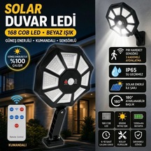 Buffer 168b Solar Led Büyük Dış Mekân Lambası, Hareket Sensörlü, Kumandalı, 3 Modlu Ultra Parlak Cob Işık, 8956731