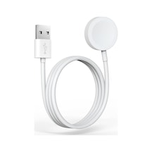 Caseonn Apple Watch Series 11 42mm Manyetik Usb Hızlı Şarj Kablosu Beyaz