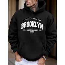 Startmore Tarzsokak Brooklyn Unstoppable Since Day One Baskılı Sokak Modası Kapüşonlu Üst Erkek Günlük Polar Tişö Siyah
