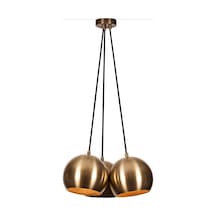 Rsylight Metal Modern Rustik Retro Eskitme Kaplama Yuvarlak 3 Lü Opal Camlı Sarkıt Avize Siyah