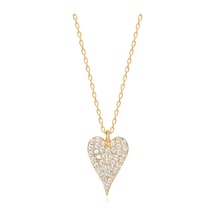 Emılıano Jewellery Silver 925 Ayar Zirkon Taşlı Kalp Kolye Gold - Rose Gold - Gümüş