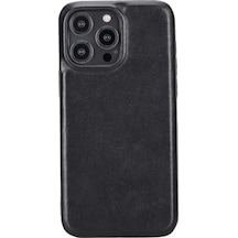 Apple İphone 14 Pro Max Uyumlu Deri Arka Kapak Rock Rst1 Siyah