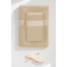 2 Parça Battal Lüks Premium Banyo Spa Havlu Takımı 90x170 Cm Bej Çok Renkli