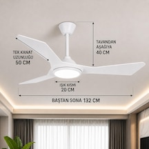 Cata Cenevre Ledli Tavan Vantilatör 132cm 52inç Ct-3000-4