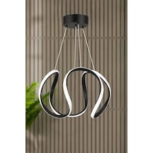 Deluxe Model Siyah Renk Metal Salon Hol Antre Oturma Yatak Odası Modern Led Sarkıt Avize Beyaz Işık
