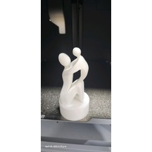 Anne Ve Bebek Ev Masüstü Dekoratif Hediyelik Obje Beyaz Renk 14cm