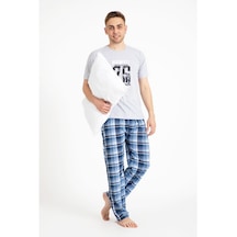 Tampap Erkek Pijama Takımı Kısa Kol Baskılı Takım 2170Kk Gri