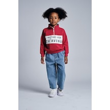 Miababy Dik Yaka Sweat Denim Pantolon Takım Kırmızı