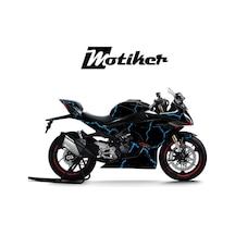 Cfmoto 450sr Kaplama Motosiklet Sticker Etiket Modeli Şimşek Desen Turkuaz