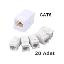 RJ45 Cat6 Konnektör Keystone Jack Dişi Dişi Ara Uzatma - 20 Adet