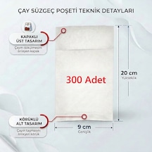 300 Adet Demlik İçi Çay Filtresi Körüklü Kapaklı Çay Süzgeci Boş Demlik Poşeti Bonesi 9x20 Cm 300 Lü Bitki Kış Çay Demleme